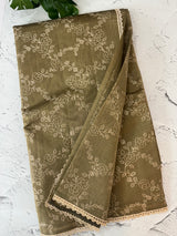 Blended tussar silk saree with embroidery- MSH158 DuskyOlive