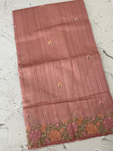 Blended tussar saree with cutwork border- MSHK695