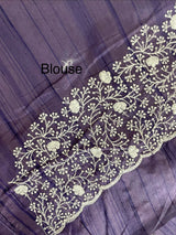Semi tussar saree with embroidery MST121 - Purple