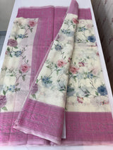 Chanderi digital printed saree with chikankari embriodery MSH171