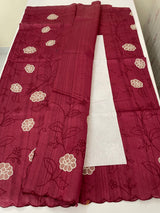 Blended tussar saree with applique borders MTSS459