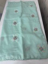Soft crush Organza saree with applique work MBS679