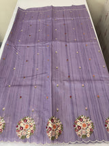 Blended tussar silk saree with embroidery- MS1072 Lavender