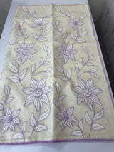 Mul chanderi applique work saree MSH182 - Offwhite to Lavender