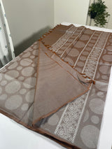 Printed poly cotton silk saree - MPCS414 CARBON GREY