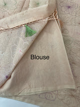 Mul chanderi saree with embroidery - MS1427 DustyPeach