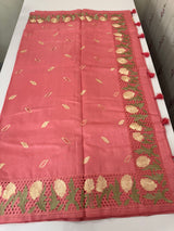 Cutwork Raw silk saree MSH228 DarkPeachyPink