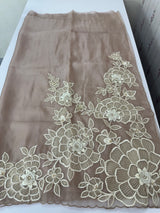 Georgette - Organza saree with applique work MS16057 Pastel DustyMauve