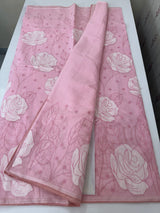 Soft Kota Chanderi saree with applique work MSH223 - Pink