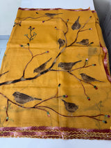 Crush Georgette-Organza saree with kanta embroidery and 3D prints saree MSB3