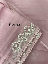 Tissue Organza saree with Kutch hand embroidery and mirror work - MS14799 PastelPink