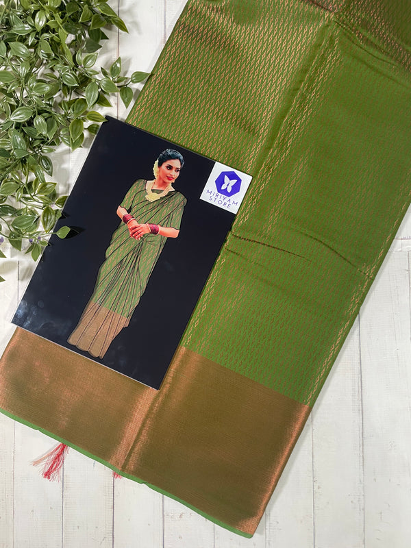 Brocade Semi soft silk with border MSS171 - Leaf Green