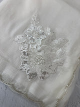 Crush Organza saree with applique work MBS676 White