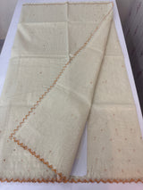 Mul Chanderi Tissue silk saree with foil work & scalloped borders - MNM249 Mustard