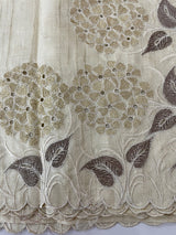 Blended soft tussar saree with embriodery - MS8669 PearlCream