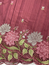 Cutwork Semi tussar saree with cross stitch embroidery MTSS855