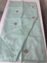Soft crush Organza saree with applique work MBS679