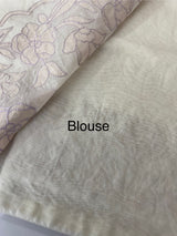 Mul chanderi tissue applique work saree MSK457 Offwhiye to Lilac