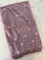 Glass tissue organza saree with embroidery MSF121 DustyMauve (1)