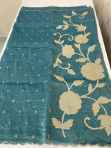 Soft crush Organza saree with embroidery and applique work MS14764