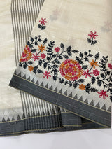 Blended tussar silk saree with embroidery- MSH490
