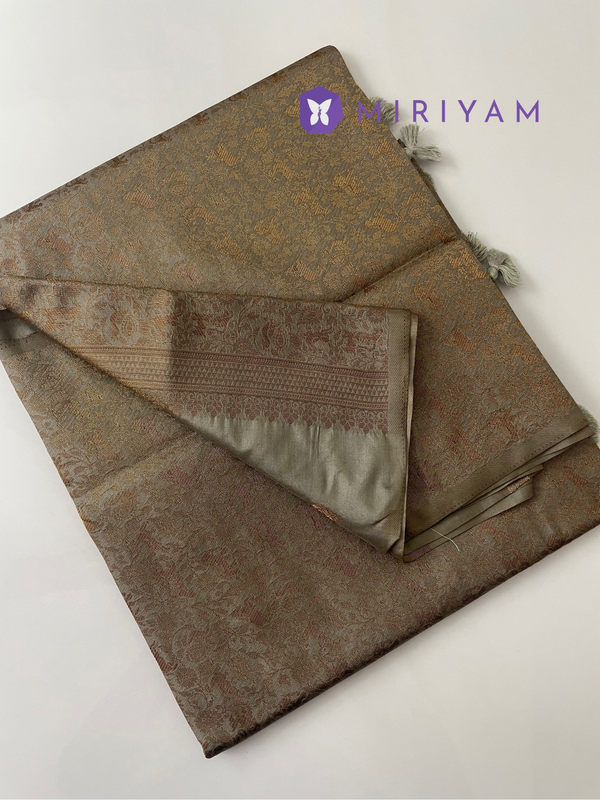 Semi soft silk saree with brocade pallu & blouse MSBS107 GREY