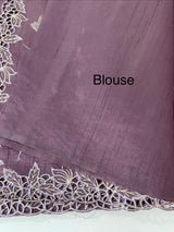 Blended tussar saree with cutwork border- MSHK266