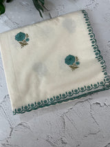 Mul chanderi embriodery saree with scalloped borders MSH290
