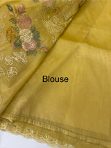 Designer organza-tissue silk blend saree with embroidery MSHW431