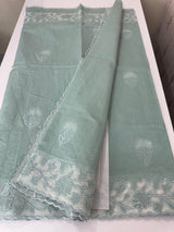 Mul chanderi saree with applique borders MSH111