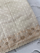Cutwork blended tussar saree - Cream MS5222