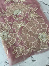 Georgette - Organza saree with applique work MS16057 - Pink