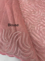 Glass organza saree with thread work- MOS351 Pastel PeachPink