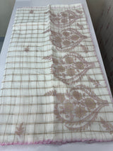Check Mul chanderi saree with applique work MSH164 - White to Lavender