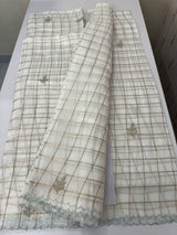 Check Mul chanderi saree with applique work MSH164- White to Grey