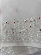 Kota Moonga checks saree with embriodery MSH279 (2)- White to Red