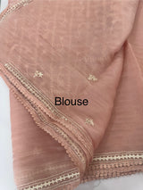 Tissue Organza saree Kutch hand embroidery - MS14791 PastelPeach