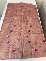 Blended tussar saree with applique work and embroidery MTSS451 DustyPeach