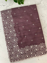 Semi tussar saree with embroidery MST121 - Mauve