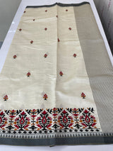 Blended tussar silk saree with embroidery- MSH490