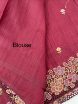 Blended tussar saree with cutwork border- MSHK695 Maroon