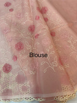 Viscose Organza saree with cutwork borders-MSH262 PeachPink