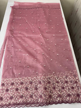 Glassy tissue organza saree with embroidery FKSF133- OnionPink