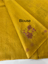 Crushed Matka Blended Tussar silk saree with embroidery MS4890 - Mustard