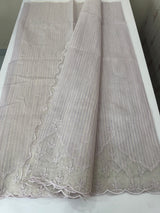 Khadi supernet saree with net applique borders MSH208(2)-Lilac