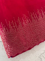 Soft Velvet Organza saree with embroidery borders - MOS4377 DarkPink