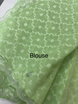 Kota Moonga saree with net applique borders MSH295-PistaGreen