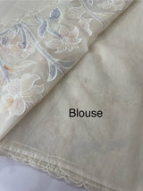 Soft mul chanderi saree with prints and embroidery MSH190 (4)- Ivory