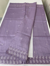 Semi tussar saree with cutwork MSHK566 Lavender