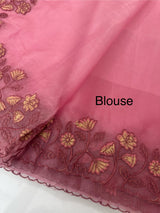 Soft Organza saree with embroidery borders - MCW786 Pink